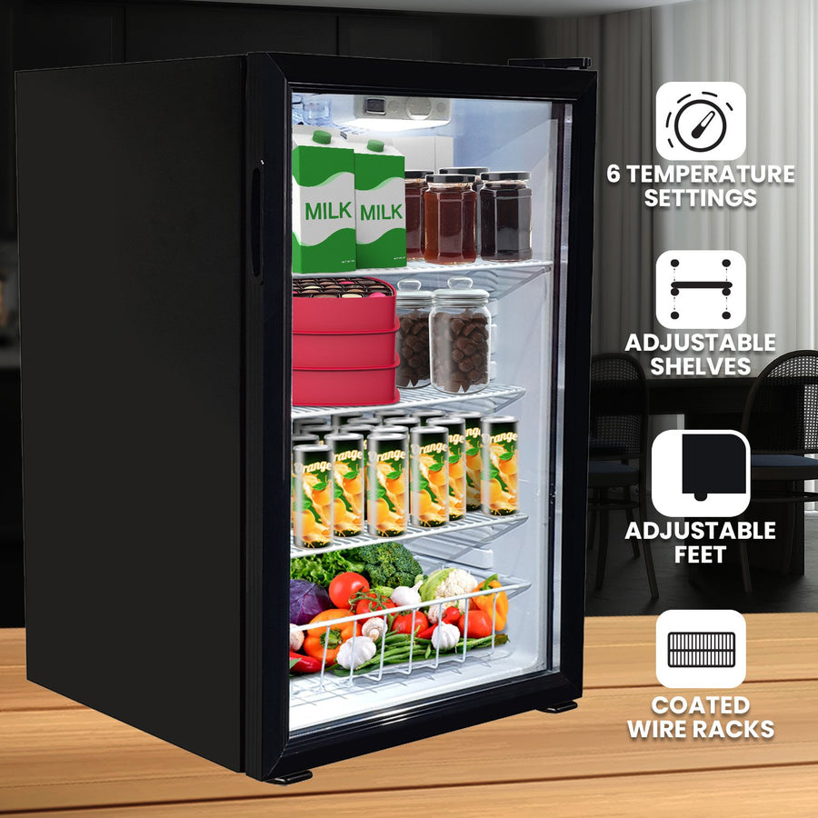 Kolner 130L Mini Bar Fridge Wine Drinks Glass Door Beverage Cooler Refrigerator