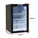 Kolner 70L Mini Bar Fridge Glass Door Beverage Cooler Wine Drinks Refrigerator - Side View