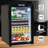 Kolner 70L Mini Bar Fridge Glass Door Beverage Cooler Wine Drinks Refrigerator
