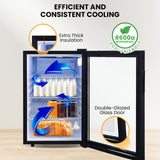 Kolner 70L Mini Bar Fridge Glass Door Beverage Cooler Wine Drinks Refrigerator - 45-Degree Angle