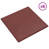 Fall Protection Tiles 24 pcs Red 50 x 50 cm Rubber - Front View