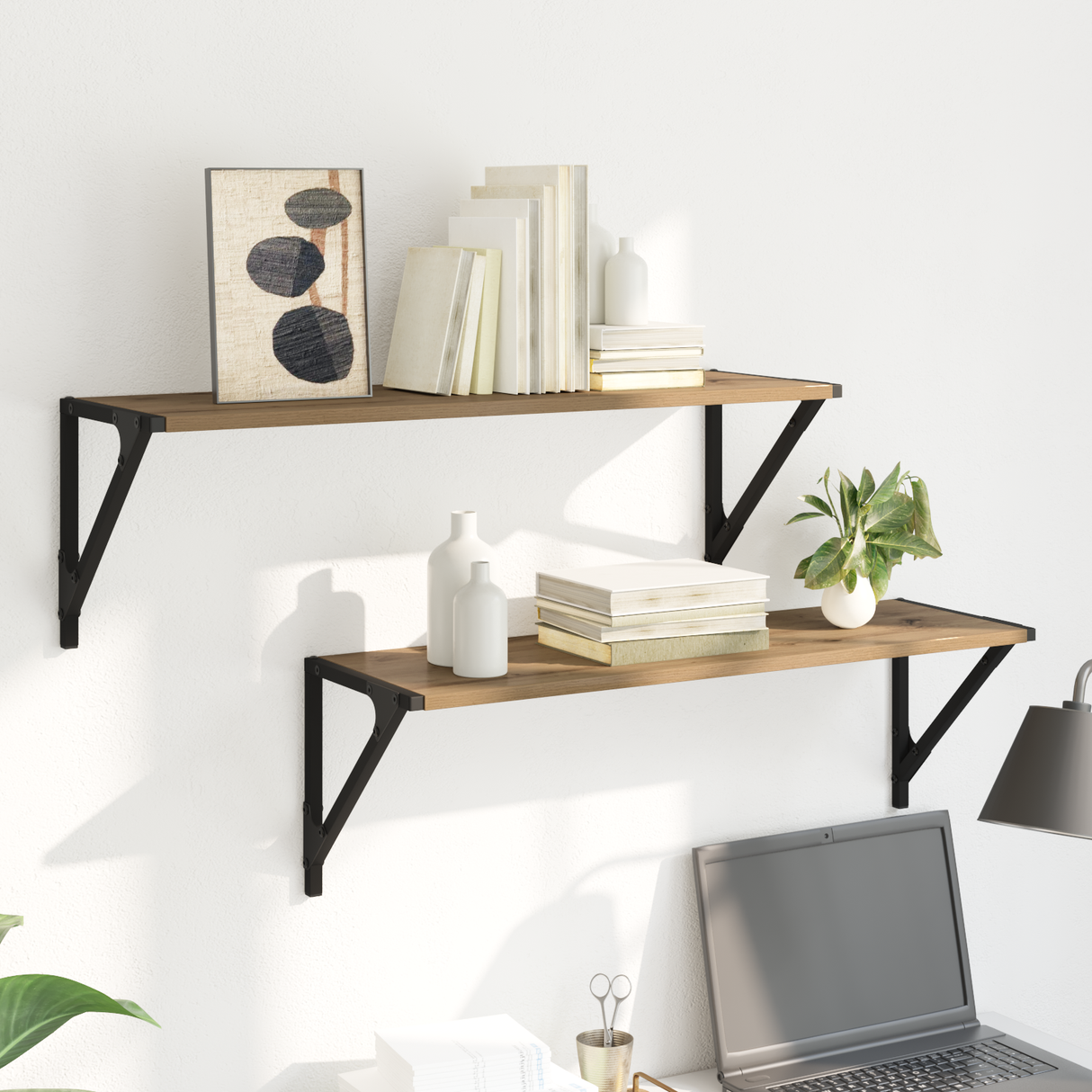 Wall Shelves Wall-Mounted 2 pcs Artisan Oak 80 x 25 x 25,5 cm