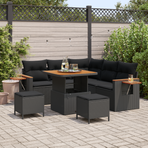 Garden Sofa Set 9 pcs 8-Seater Black Poly Rattan