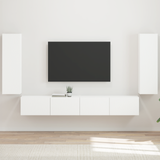 TV Wall Cabinet Set Wall-mounted 4 pcs White Engineered Wood - Side View