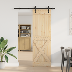 Sliding Door NARVIK Natural and Black 70 x 210 cm (152.5 cm)