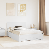 Bed Frame with Headboard White 150 x 200 cm Engineered Wood - Front View