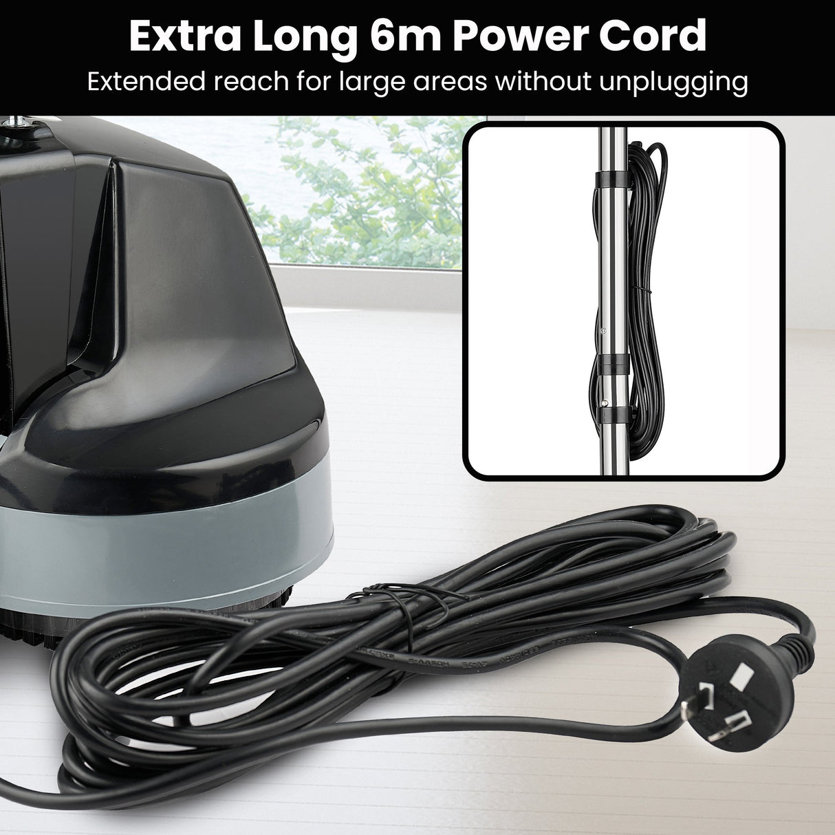 Hauskeeper GEN2 5 in 1 Electric Floor Polisher 6M Power Cable Timber Hard Waxer Buffer Cleaner