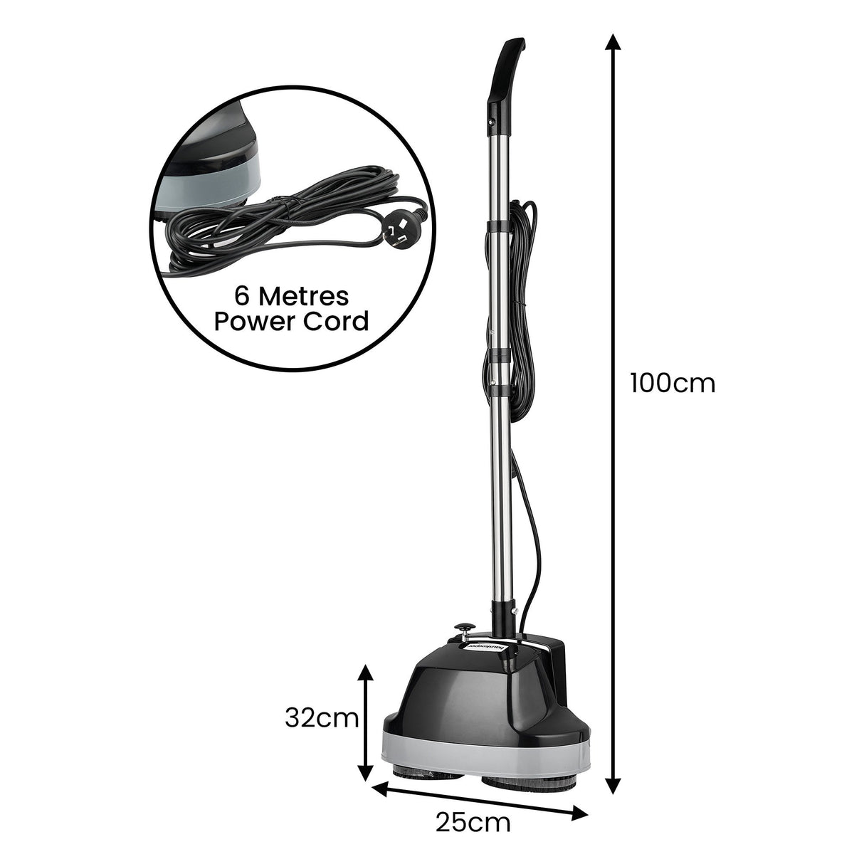 Hauskeeper GEN2 5 in 1 Electric Floor Polisher 6M Power Cable Timber Hard Waxer Buffer Cleaner