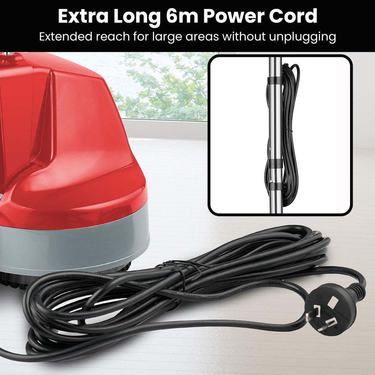Hauskeeper 5 in 1 Electric 240V Floor Polisher w/ 6M Power Cable Timber Hard Waxer Buffer Clean