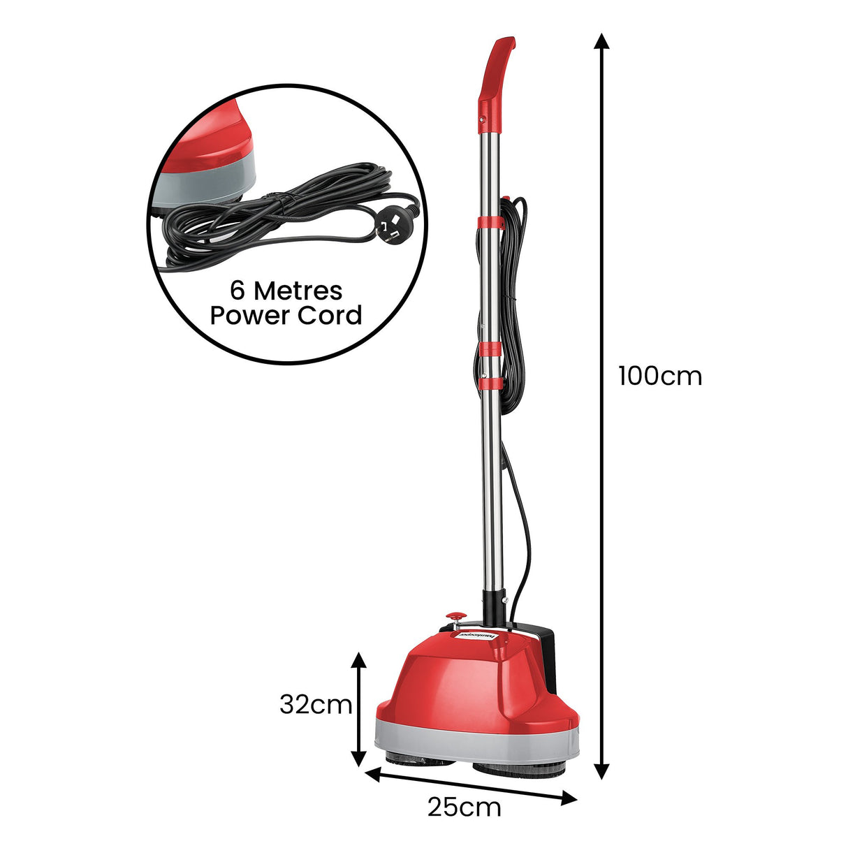 Hauskeeper 5 in 1 Electric 240V Floor Polisher w/ 6M Power Cable Timber Hard Waxer Buffer Clean
