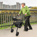 Orthonica Foldable Mobility Steel Rollator 136kg Max Capacity Black - Extra Image