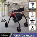 Orthonica Foldable Mobility Steel Rollator 136kg Max Capacity Red - Extra Image