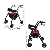 Orthonica Foldable Mobility Steel Rollator 136kg Max Capacity Red - Extra Image