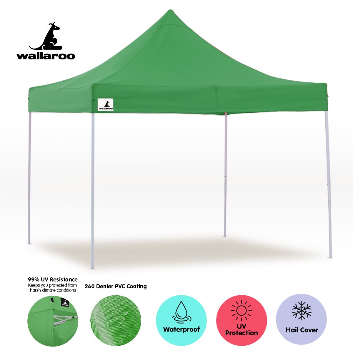 Wallaroo 3x3 PopUp Green Gazebo Marquee Outdoor Tent