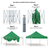 Wallaroo 3x3 PopUp Green Gazebo Marquee Outdoor Tent - Rear View