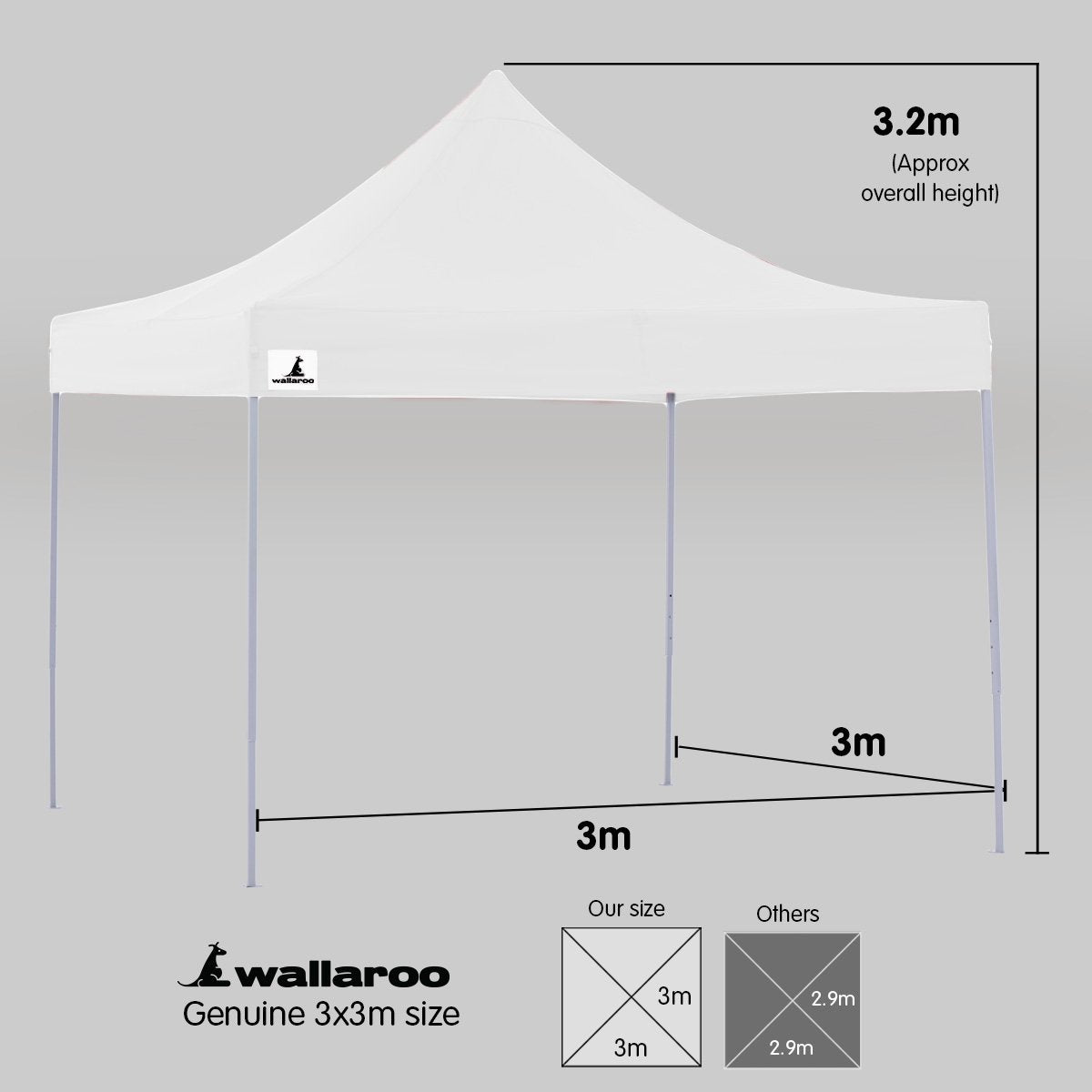 Wallaroo 3x3 PopUp White Gazebo Marquee Outdoor Tent