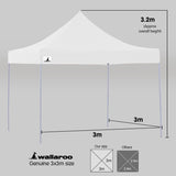 Wallaroo 3x3 PopUp White Gazebo Marquee Outdoor Tent - Low Angle
