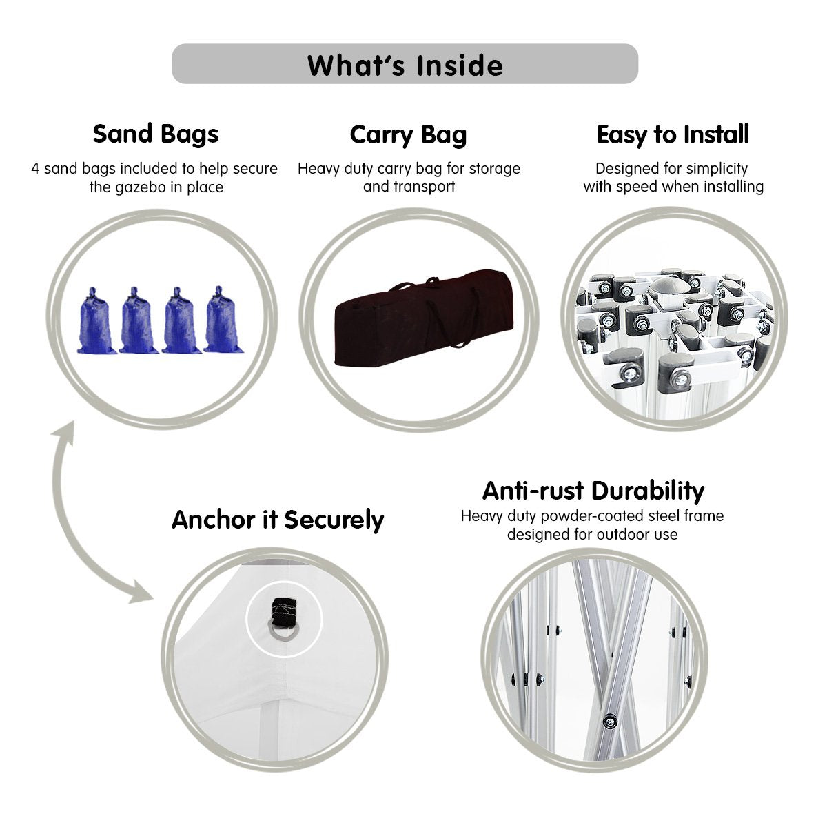 Wallaroo 3x3 PopUp White Gazebo Marquee Outdoor Tent