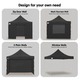 Wallaroo 3x3 PopUp Black Gazebo Marquee Outdoor Tent