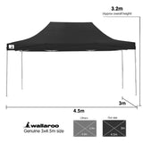 Gazebo Tent Marquee 3x4.5m PopUp Outdoor Wallaroo Black - Rear View
