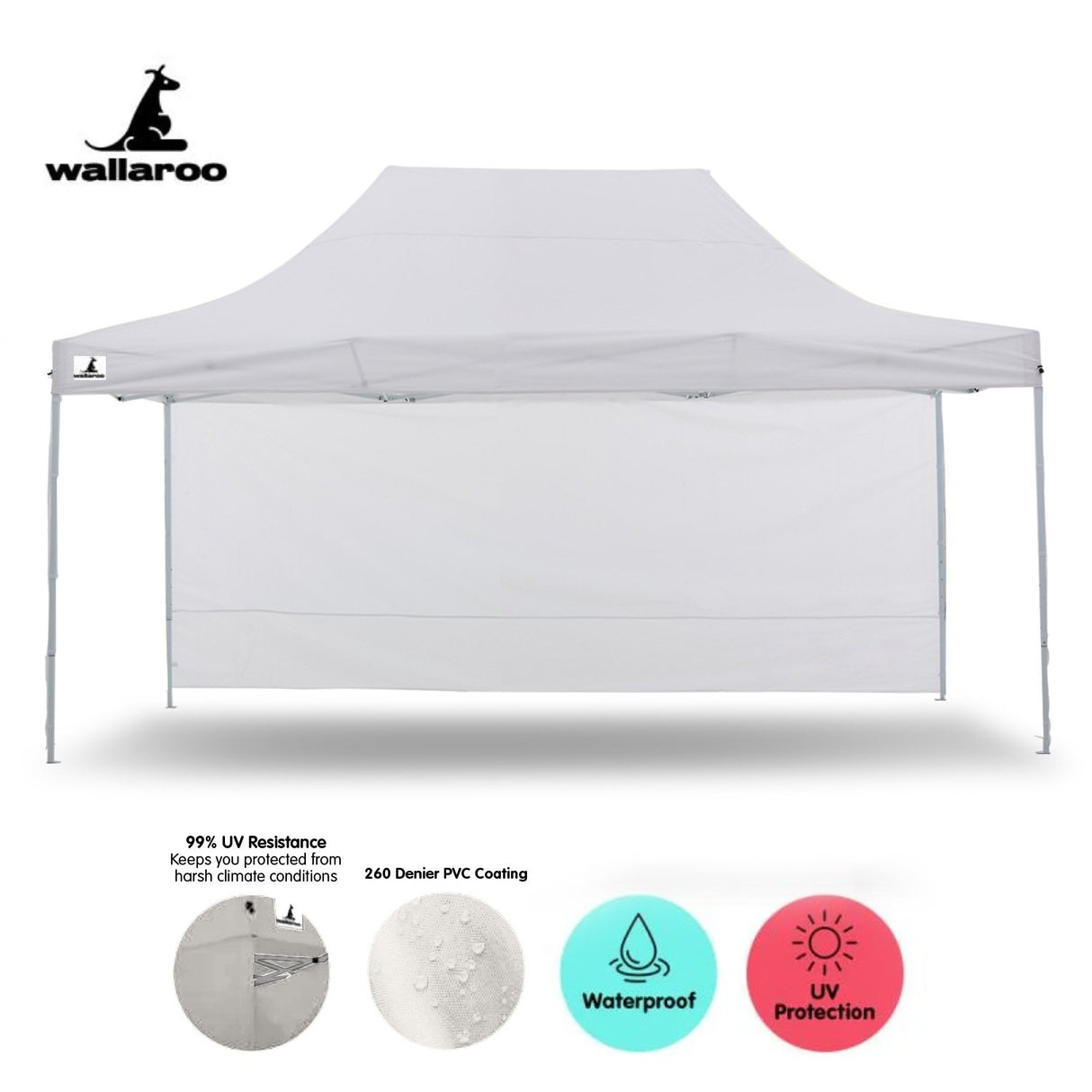 Gazebo Tent Marquee 3x4.5m PopUp Outdoor Wallaroo White