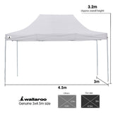 Gazebo Tent Marquee 3x4.5m PopUp Outdoor Wallaroo White - Close-Up Angle