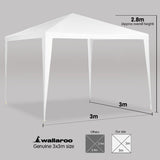 3x3m Wallaroo Outdoor Party Wedding Event Gazebo Tent - White - Top-Down View