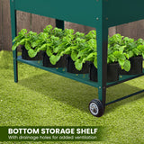 Wallaroo Garden Bed Cart Raised 108.5 x 50.5 x 80cm Steel - Green - Rear View