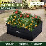 Wallaroo Garden Bed 80 x 60 x 30cm Galvanized Steel - Black - Extra Image
