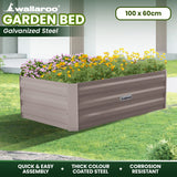 Wallaroo Garden Bed 100 x 60 x 30cm Galvanized Steel - Grey - Extra Image