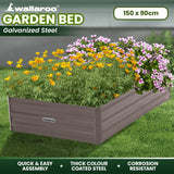 Wallaroo Garden Bed 150 x 90 x 30cm Galvanized Steel - Grey