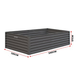 Wallaroo Garden Bed 240 x 120 x 57cm Galvanized Steel - Grey - Top-Down View