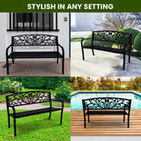 Wallaroo Steel Outdoor Garden Bench - Floral - Extra Image
