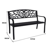 Wallaroo Steel Outdoor Garden Bench - Floral - Extra Image