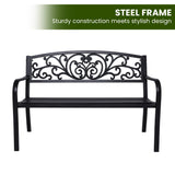 Wallaroo Steel Outdoor Garden Bench - Floral - Extra Image