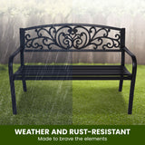 Wallaroo Steel Outdoor Garden Bench - Floral - Extra Image