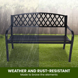 Wallaroo Steel Outdoor Garden Bench - Diamond