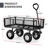 Garden Cart with Mesh Liner Lawn Folding Trolley Black - Rear View