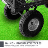 Garden Cart with Mesh Liner Lawn Folding Trolley Black - Close-Up Angle