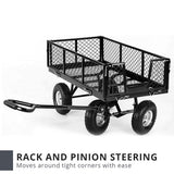 Garden Cart with Mesh Liner Lawn Folding Trolley Black