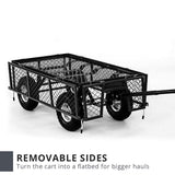 Garden Cart with Mesh Liner Lawn Folding Trolley Black - Top-Down View