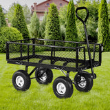 Garden Cart with Mesh Liner Lawn Folding Trolley Black - Low Angle