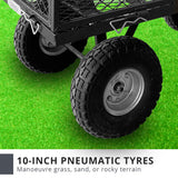 Garden Cart with Mesh Liner Lawn Folding Trolley Hammer - Close-Up Angle