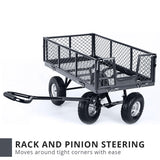 Garden Cart with Mesh Liner Lawn Folding Trolley Hammer - Side View