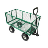Steel Mesh Garden Trolley Cart - Green - Top-Down View