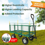 Steel Mesh Garden Trolley Cart - Green - 45-Degree Angle
