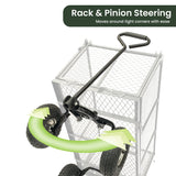 Steel Mesh Garden Trolley Cart - Green - Rear View
