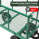 Steel Mesh Garden Trolley Cart - Green - Low Angle