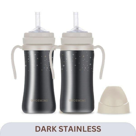Grosmimi Dark Stainless Straw Cup 300ml Red-1954803142583521280