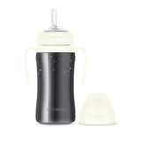 Grosmimi Dark Stainless Straw Cup 300ml White - Close-Up Angle